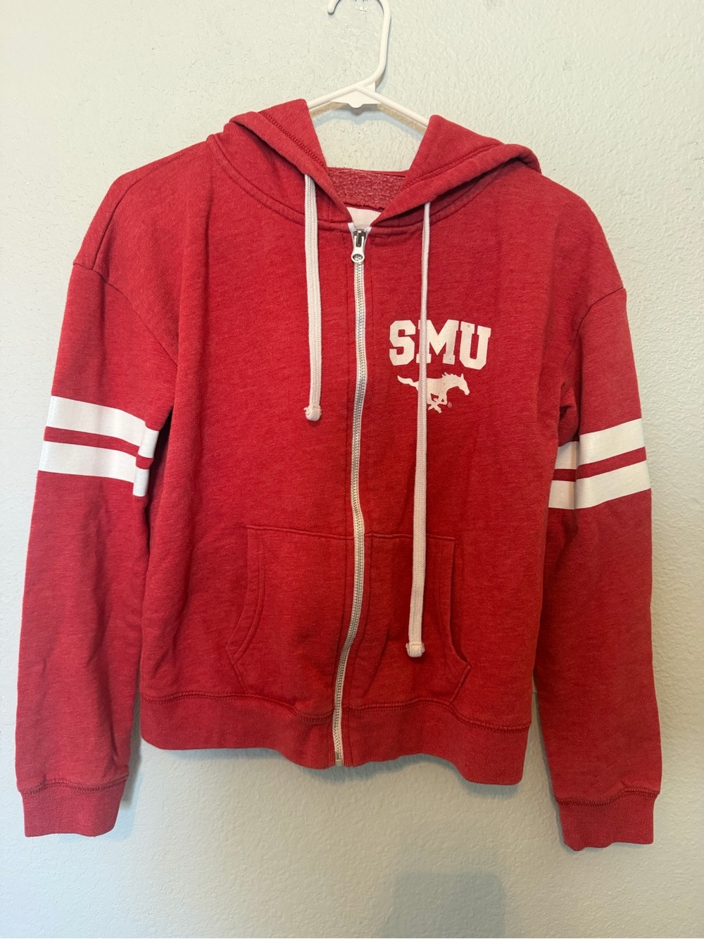 SMU MUSTANGS Womens Redshirt Hooded Sweatshirt Jacket - Sz Small